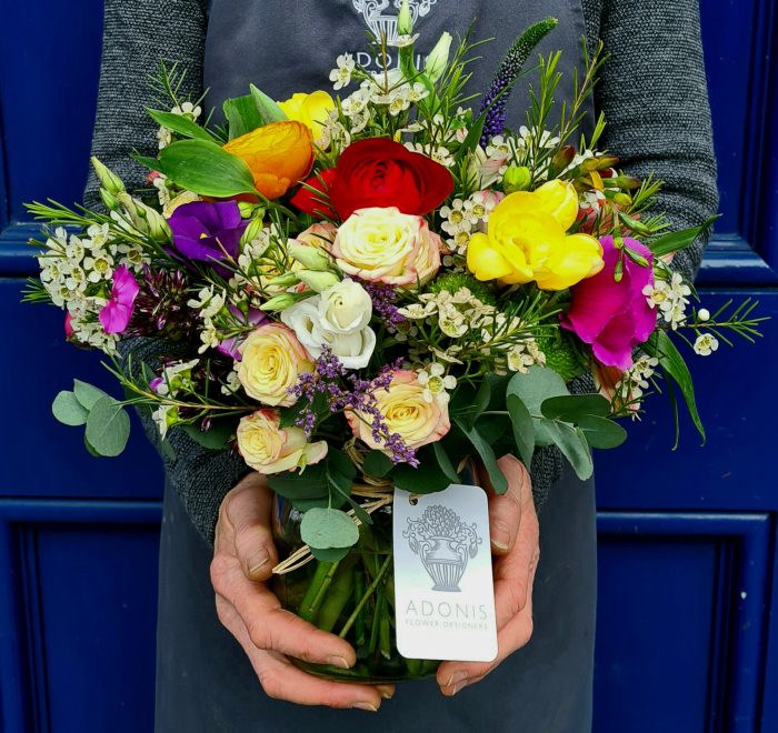 Image of the tullamore arrangement By adonis featuring a compact posy in a jar