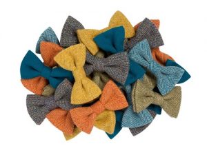 Image a selection of assorted colour Donegal tweed bowties made by Irish supplier Orwell and Browne